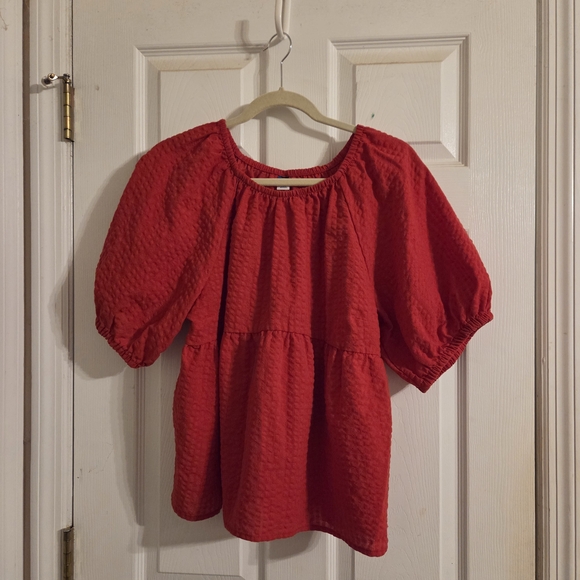 Old Navy Tops - Old Navy Red Textured Blouse